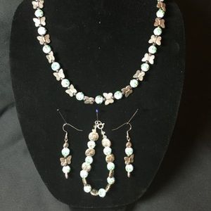 Butterfly BlueLamp Work Beads Handmade Jewelry Set